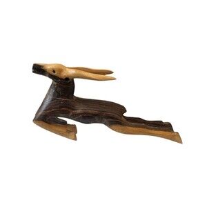 Vintage Hand Carved Wooden Antelope Gazelle 6-1/2"